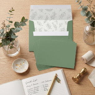 Sage Green Eucalyptus Botanical Wedding Envelope