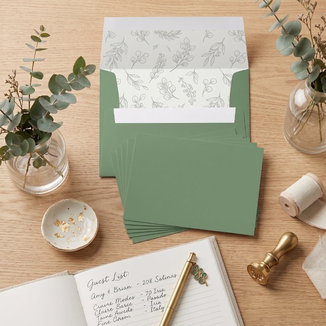 Sage Green Eucalyptus Botanical Wedding Envelope (Sage Green Eucalyptus Botanical Wedding Envelope)