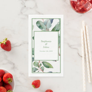 Sage Green Eucalyptus Dusty Blue Leaves Wedding Napkin