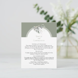 Sage Green Eucalyptus Flat Wedding Details Card