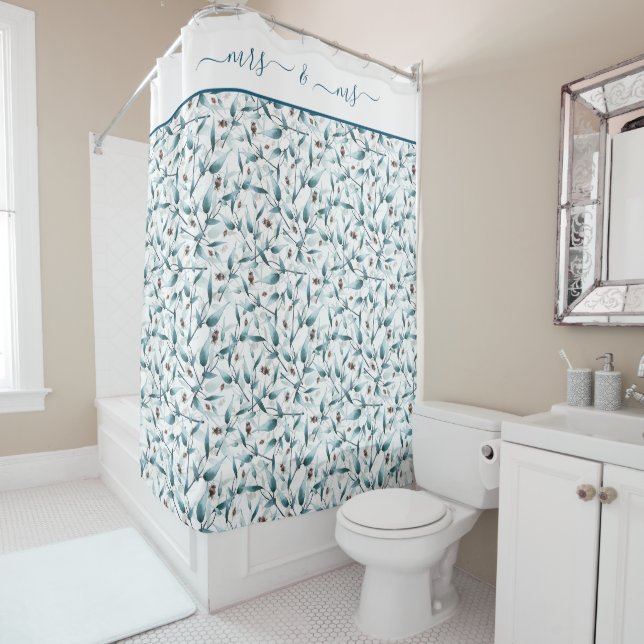 Sage green eucalyptus floral pattern (In Situ)