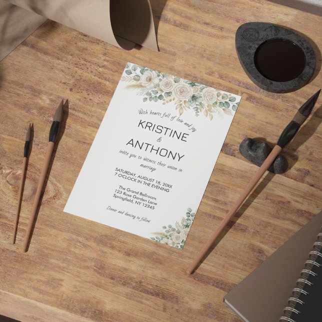 Sage Green Eucalyptus Floral Wedding Invitation (Sage Green Eucalyptus Floral Wedding Invitation)