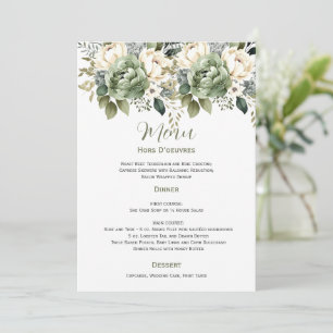 Sage Green Eucalyptus Floral Wedding   Menu Invitation