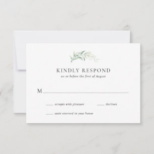 Sage Green Eucalyptus Greenery Elegant Wedding RSVP Card