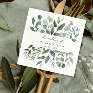 Sage Green Eucalyptus Greenery Leaf Wedding Napkin