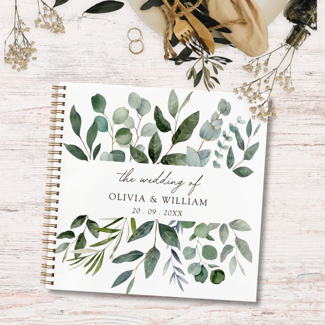 Sage Green Eucalyptus Greenery Livre d'or Mariage (In situ)
