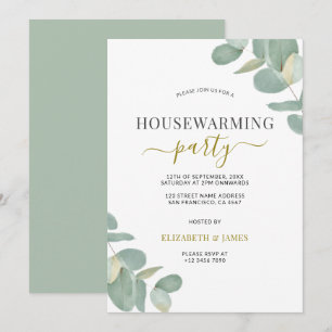 Sage Green Eucalyptus Housewarming Party Invitation