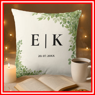 Sage Green Eucalyptus Leaves Greenery Throw Pillow