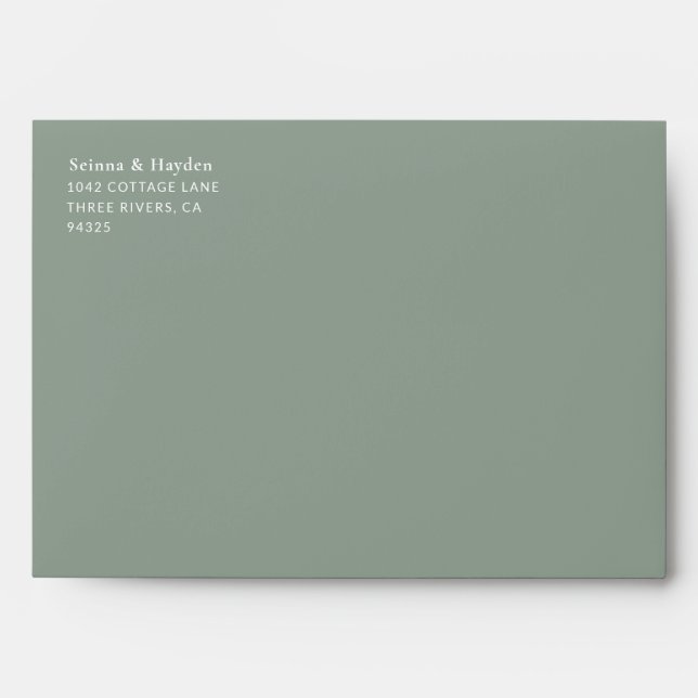 Sage Green Eucalyptus Leaves Wedding Envelope (Front)