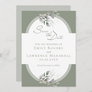 Sage Green Eucalyptus Mariage Enregistrer la carte