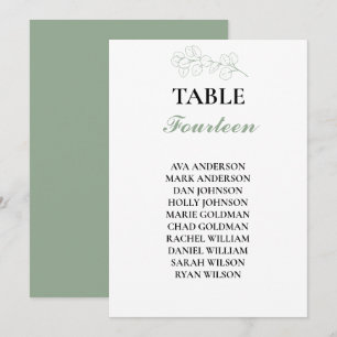 Sage Green Eucalyptus Mariage Numéro de table Sièg