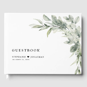Sage Green Eucalyptus Minimalist Botanical Wedding Guest Book