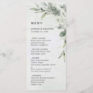 Sage Green Eucalyptus Minimalist Botanical Wedding Menu