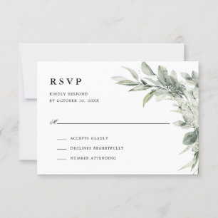 Sage Green Eucalyptus Minimalist Botanical Wedding RSVP Card