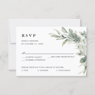 Sage Green Eucalyptus Minimalist Botanical Wedding RSVP Card