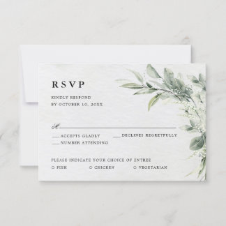 Sage Green Eucalyptus Minimalist Botanical Wedding RSVP Card