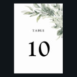 Sage Green Eucalyptus Minimalist Botanical Wedding Table Number<br><div class="desc">Elegant and modern spring / midsummer botanical wedding table number card features a bouquet of soft watercolor greenery  lush green leaves / botanical leaves / eucalyptus. Please find more matching designs and variations from my "blissweddingpaperie" store. And feel free to contact me for further customization or matching items.</div>