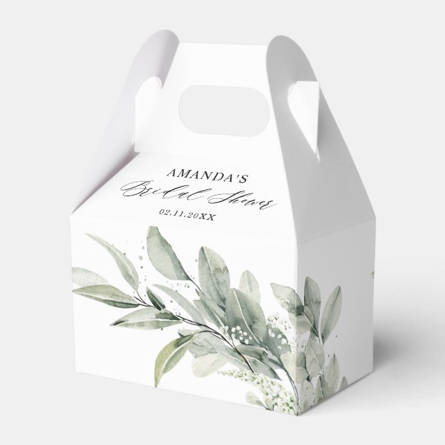 Sage Green Eucalyptus Minimalist Bridal Shower Favor Box (Back Side)