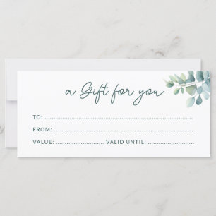 Sage Green Eucalyptus Minimalist Gift Certificate