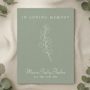 Sage Green Eucalyptus Photo Funeral Thank You Card