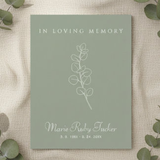 Sage Green Eucalyptus Photo Funeral Thank You Card