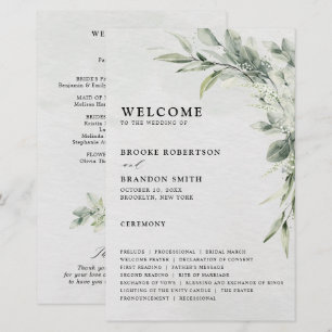 Sage Green Eucalyptus Programme de mariage botaniq