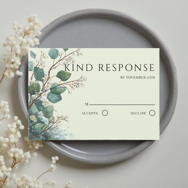 Sage Green Eucalyptus QR Code Wedding RSVP Card (Creator Uploaded)