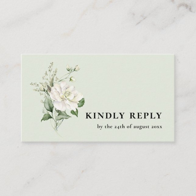 Sage Green Eucalyptus & QR Code Wedding RSVP Enclosure Card (Front)