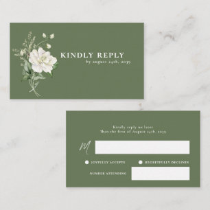 Sage Green Eucalyptus & Rose Ivory  Wedding RSVP Enclosure Card