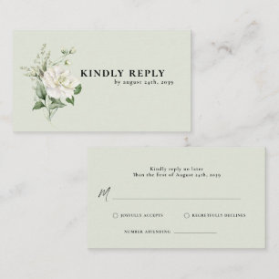 Sage Green Eucalyptus & Rose Ivory Wedding RSVP Enclosure Card