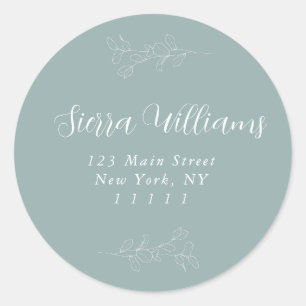 Sage Green Eucalyptus Round Return Address Label