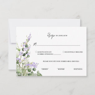 Sage Green Eucalyptus RSVP Card with Lilac Florals