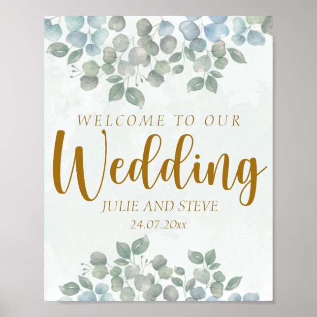 Sage green eucalyptus watercolor poster (Front)