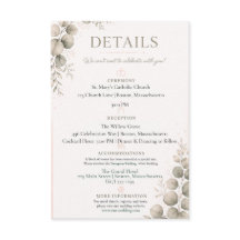 Sage Green Eucalyptus Wedding Details Card
