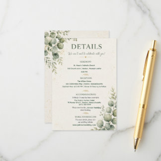 Sage Green Eucalyptus Wedding Enclosure Card
