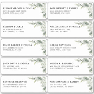 Sage Green Eucalyptus Wedding Guest Name Address 