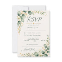 Sage Green Eucalyptus Wedding RSVP Card