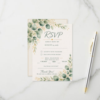 Sage Green Eucalyptus Wedding RSVP Card