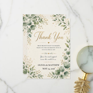 Sage Green Eucalyptus Wedding Thank You Card