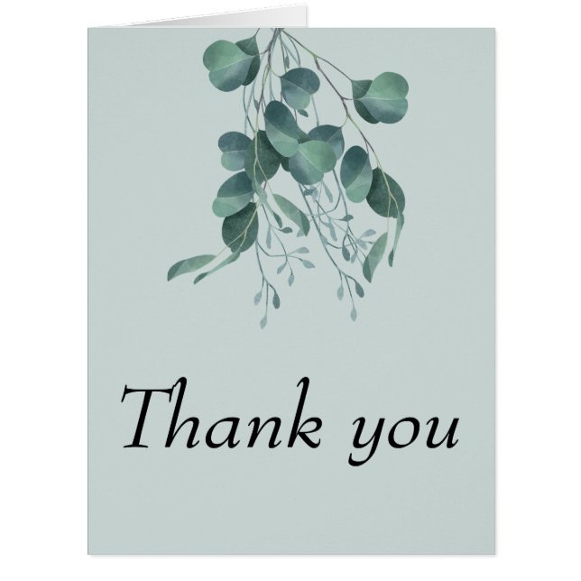 Sage Green Eucalyptus Wedding Thank You Card (Front)