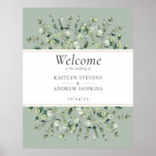 Sage Green Eucalyptus Wedding Welcome Poster