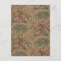 Sage Green Exotic Bird Palm Botanical Pattern