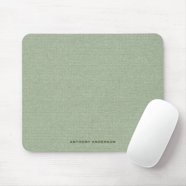 Sage Green Fabric Texture Mouse Pad (With Mouse)