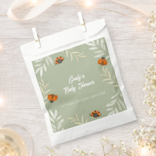 Sage Green Fall Ladybug Greenery Baby Shower Favour Bag