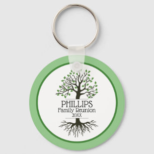 Sage Green Family Tree Family Reunion Keychain