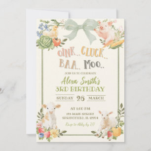 Sage Green Farmer's Market Kids Birthday Invitation