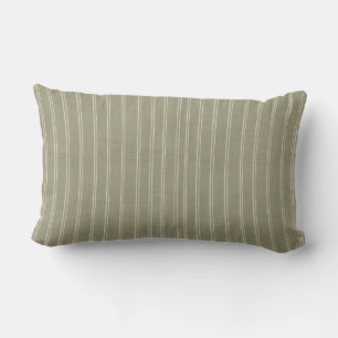 Sage Green Farmhouse Stripe Lumbar Pillow