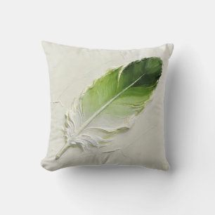 Sage Green Feather Organic Modern Neutral Throw Pillow