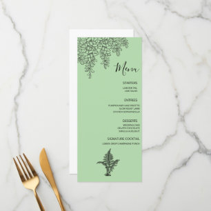 Sage Green Fern Leaf Wedding Menu