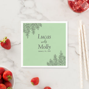 Sage Green Fern Leaf Wedding Napkin